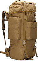 Большой тактический, армейский рюкзак с дождевиком 65L Combat койот Adore Великий тактичний, армійський рюкзак