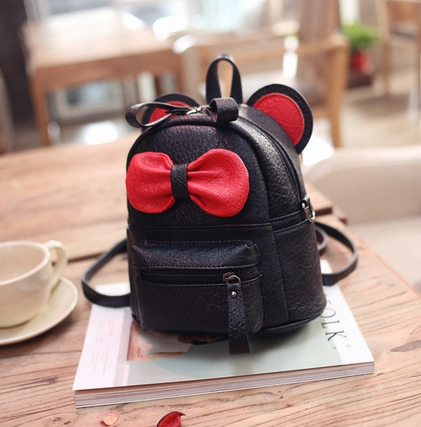 Маленький дитячий рюкзак сумочка Мікі Маус із вушками Міні рюкзачок сумка для дитини 2 в 1 чорна Adore