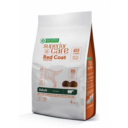 Nature's Protection Red Coat Grain Free Adult with Lamb Сухий корм для собак з рудим шерсті 4кг, фото 1