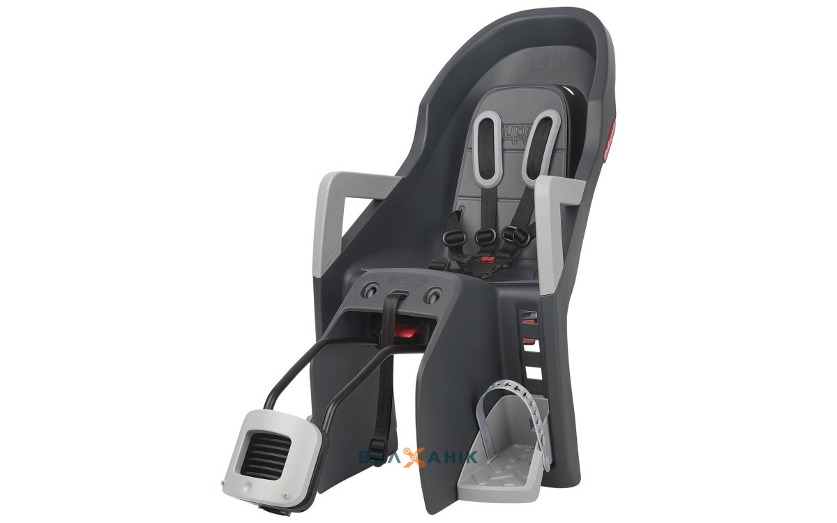 Крісло дитяче заднє POLISPORT Guppy Maxi+ RS на підсідельну трубу сіре