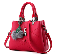 Класична жіноча сумка через плече з брелком жіноча сумочка еко шкіра повсякденна Adore