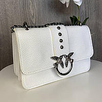 Женская мини сумочка клатч Pinko черная маленькая сумка Пинко птички Белый Adore Жіноча міні сумочка клатч