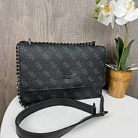Женская мини сумочка клатч на цепочке стиль Guess черная сумка на плечо Adore Жіноча міні сумочка клатч на