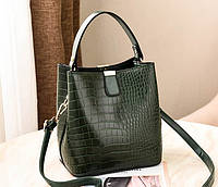 Женская сумочка под рептилию на плечо небольшая сумка змеиная экокожа Зеленая Adore Жіноча сумочка під