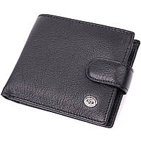 Мужской кошелек среднего размера из натуральной кожи ST Leather Черный Adore Чоловічий гаманець середнього