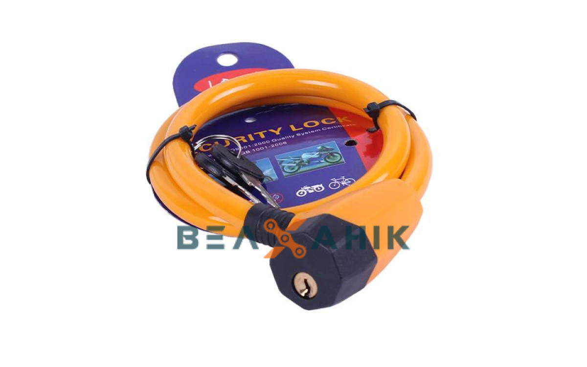 Замок на ключі 12x650 мм ZX1248 тросовий помаранчевий, фото 1