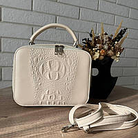Женская мини сумочка клатч рептилия белая маленькая каркасная сумка под рептилию Adore Жіноча міні сумочка