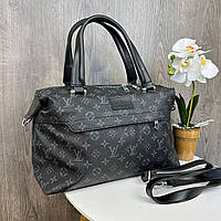 Женская сумка большая эко кожа черная стильная сумка с ручками для девушки из искусственной кожи Adore Жіноча