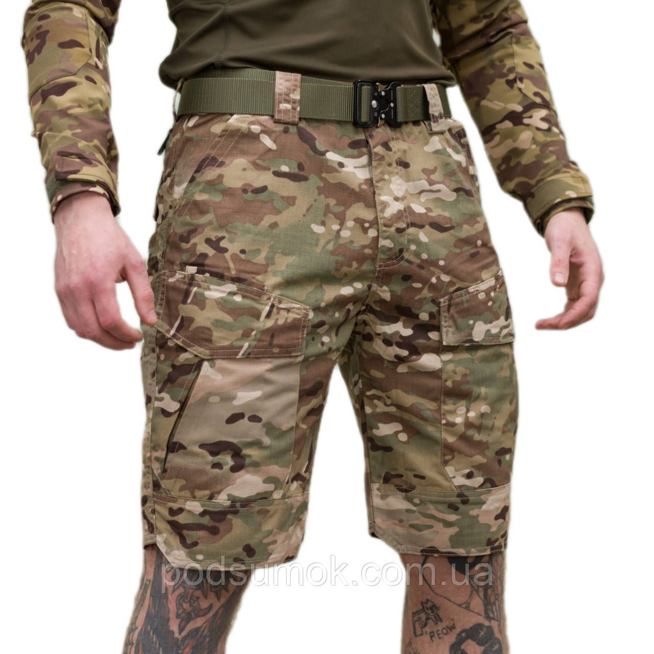 Шорти карго Military тактичні повсякденні з кишенями Ріп-Стоп MultiCam, фото 1