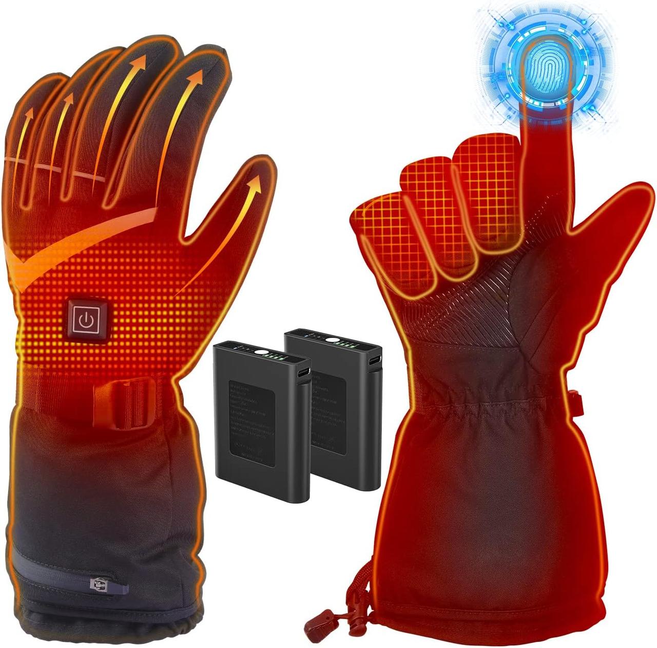 Покращені рукавички з підігрівом для чоловіків та жінок розмір М, 7,4 В/2 x 5000 мАг, рукавички з підігрівом
