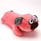 Плед-подушка іграшка 3в1 Мопс 60см Рожевий, фото 2