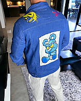 Синя чоловіча джинсова куртка з принтом TOPlife