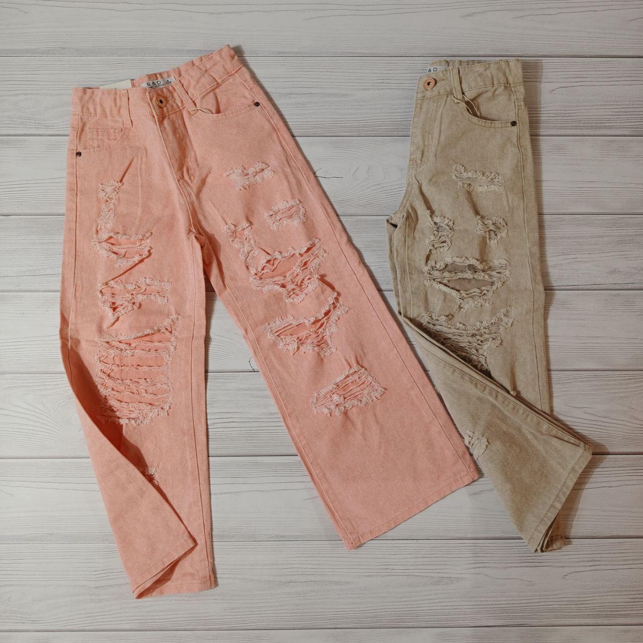 Рвані прямі джинси на дівчинку з потертостями в 140 і 176 розмірах, фото 1