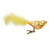 Набір ялинкових іграшок пташки, 2 шт, 18 см, золотистий, мікс, скло (390205-2), фото 3