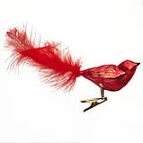 Набір ялинкових іграшок пташки, 2 шт, 18 см, червоний, мікс, скло (390205-3), фото 3