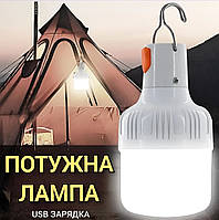 Фонарь кемпинговый на блэкаут USB LED Лампа на крючке 60W / 5В / 1А на аккумуляторе светильник с подвесной