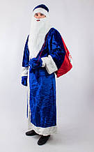 Дорослий карнавальний костюм Діда Мороза в синьому кольорі