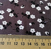 Ткань штапель с мелкими цветочками на пыльном коричневом