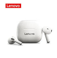 Беспроводные наушники Lenovo LP40 Plus с кейсом / Наушники с микрофоном Bluetooth для Айфона и Андроид Белые