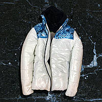 Тепла зимова чоловіча куртка білого кольору з принтом TOPlife