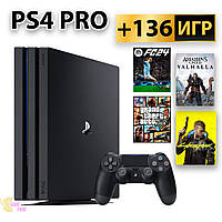 Sony PlayStation 4 PRO 1TB Б/У +136 ИГР +ГАРАНТИЯ (Fifa 24, Cyberpunk, UFC и др)