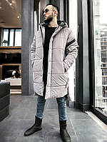 Чоловіча довга зимова куртка світло-сірого кольору TOPlife
