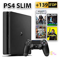 Sony PlayStation 4 SLIM Б/У +139 ИГР +ГАРАНТІЯ (Fifa 24, Cyberpunk, UFC та інші)