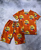 Яскравий помаранчевий літній костюм з принтом смайлика TOPlife