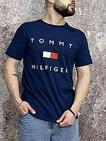 Футболка Tommy Hilfiger синя (вел. лого) SND