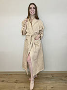 Халат вафельний-косичка Беж, розмір XL 54-56 /довжина 125 см (рукав 3/4), фото 3