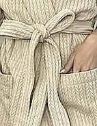 Халат вафельний-косичка Беж, розмір XL 54-56 /довжина 125 см (рукав 3/4), фото 4