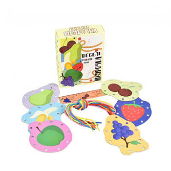 Настільна гра Веселі шнурочки фрукти українською мовою, ТМ Стратег, Україна 30523S G-Rich