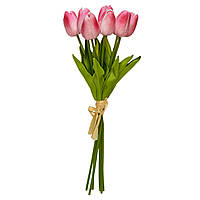 Искусственный букет цветов, 7 тюльпанов, светло-розовый, ткань, полиуретан, 30 см