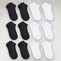 Носки Черные/Белые унисекс хлопок 12 пар короткие размер 35-38