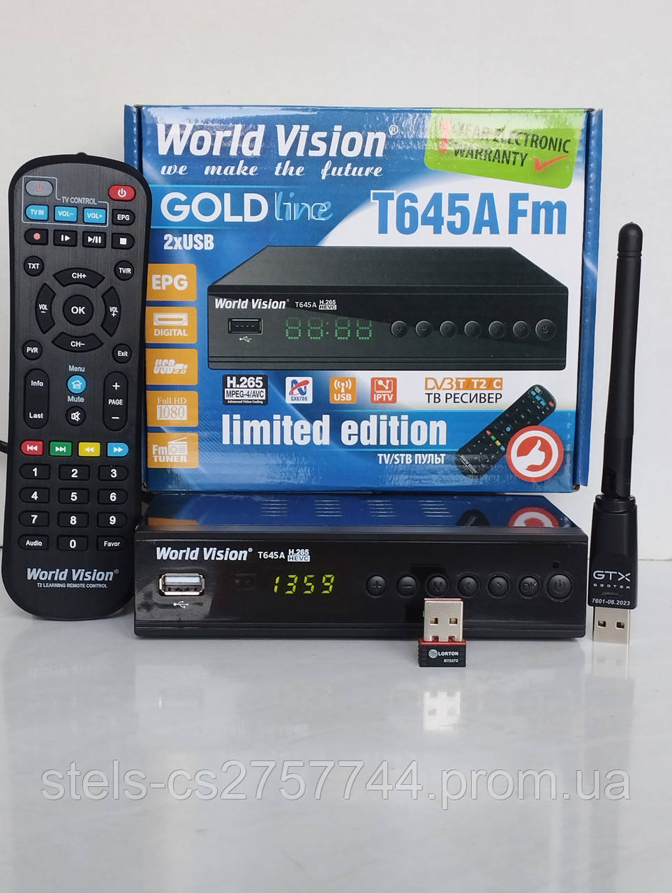 НОВИНКА ! Цифровий Т2 тюнер WorldVision T645А FM + YouTube + Megogo + TikTok+ IPTV.+Wi-Fi адаптер