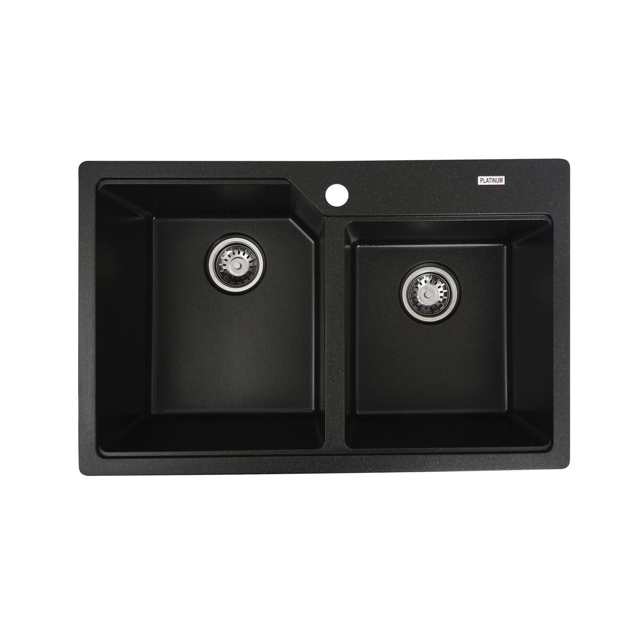 Гранитная мойка для кухни Platinum 7850 HARMONY матовая Черный металлик, фото 1
