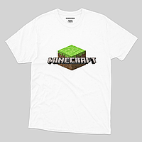 Футболка дитяча з прикольним принтом «Minecraft лого» Білий, 140