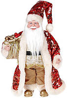 Декоративна фігура "Санта з мішком" 30см, червоний із золотом SND