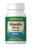 Хлорелла органическая (Chlorella) от Lindberg, 500 мг, 60 вегетарианских таблеток