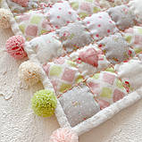 Мініатюра Ковдра з помпонами печворк Ніжність, фото 2