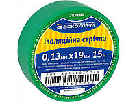Стрічка ізоляційна АСКО 0,13мм*19мм/15м зелена