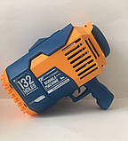 Пістолет мильних бульбашок Electric Bubble machine синій з жовтогарячим 132 отвори, фото 3