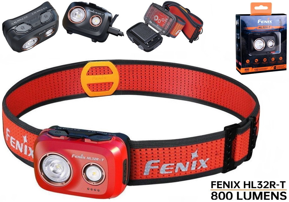 Налобний ліхтар FENIX HL32R-T Red (800LM, Luminus SST20, 1900mAh, USB-C, Індикатор заряду)