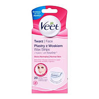 Veet Easy-Gelwax прецизионные восковые полоски для депиляции лица 20 шт. (6201766)