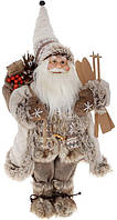 Новогодняя фигура "Санта Клаус с Подарками и Лыжами" 45см, бежевый с коричневым SND