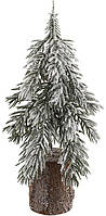 Декоративная елка "Снежная на пеньке" 15х15х25см, полиэтилен и натуральное дерево SND