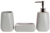 Набор аксессуаров "Grey Classic" для ванной комнаты: дозатор для мыла, подставка, мыльница. SND