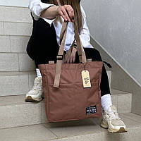 Женская сумка шоппер водозащитная с плечевой регулируемой ручкой мокко