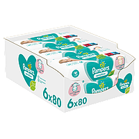 Pampers Sensitive влажные салфетки для малышей 6х80 шт. (7133507)