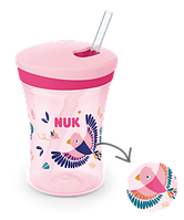Nuk Action Cup чашка-непроливайка с силиконовой трубочкой 12м+ розовый 230 мл (7162550)